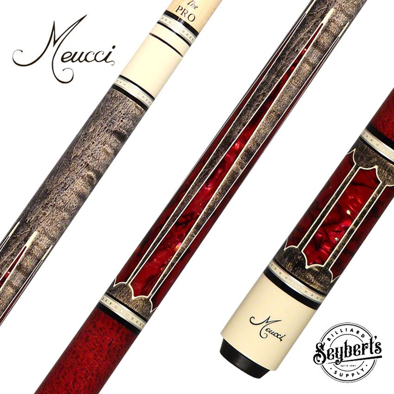 Meucci 2020 Gray - Red - Red/Black Wrap Pool Cue with The Pro Shaft - 2020GYRDRDBKP