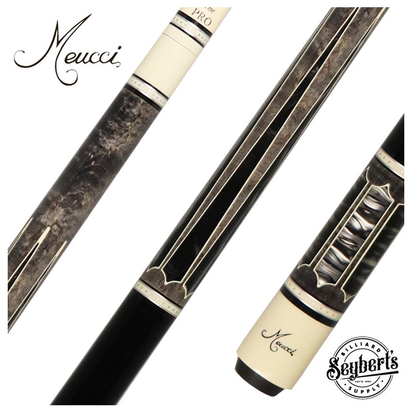 Meucci 2020 Gray with Black Pearl and Black Wrap Pool Cue with Pro Shaft -2020GYBKBKP