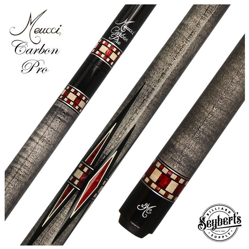 Meucci BMC Mini Diamond  Grey with Red Diamonds Pool Cue with Carbon Shaft - MINIDGYRDNWC
