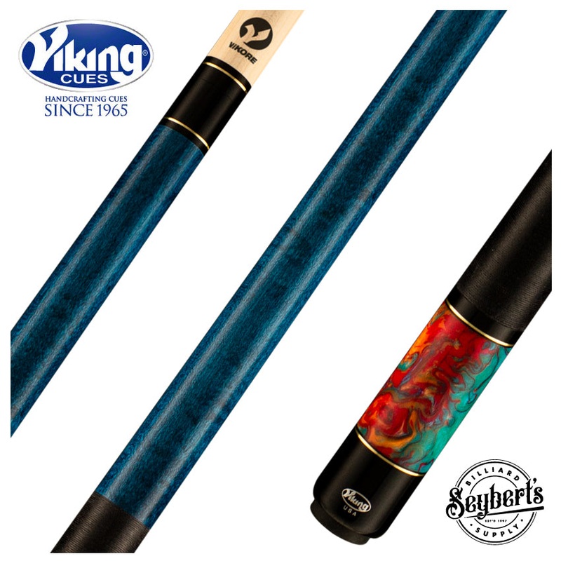 Viking Bedlam Series Teal-Stained Maple with Aqua Fire Pearl Play Cue -  - BE0108