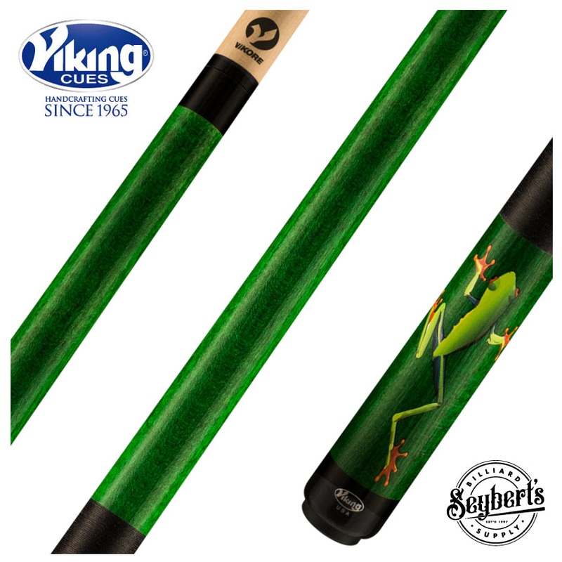 Viking De-Cues Series Emerald Stained Northwood Maple with Tree Hugger Frog Play Cue - DE0203