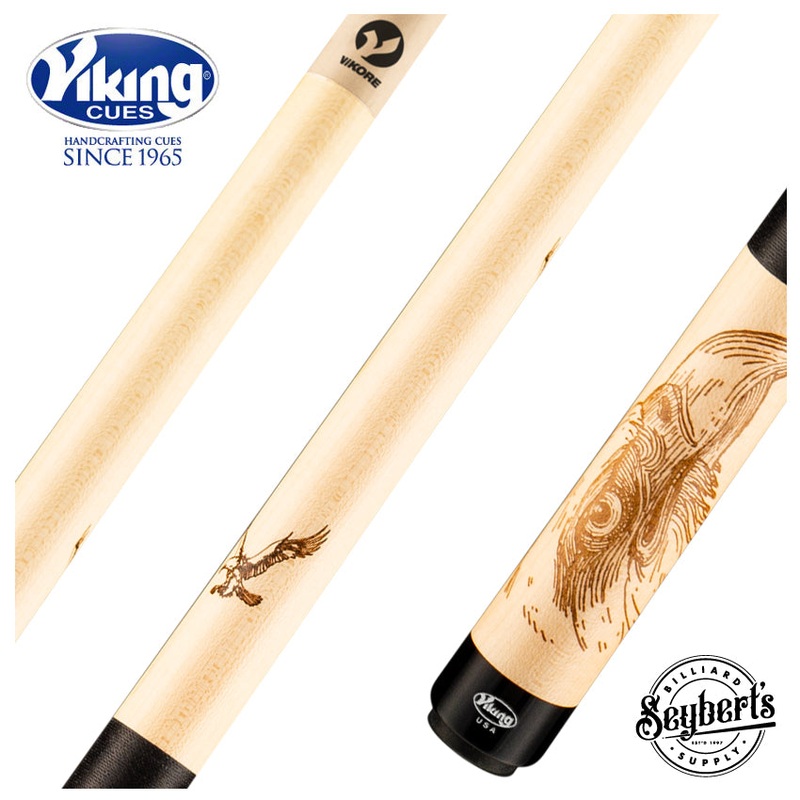 Viking De-Cues Series Khaki-Stained Maple with Fire Branded Eagle Play Cue - DE0400