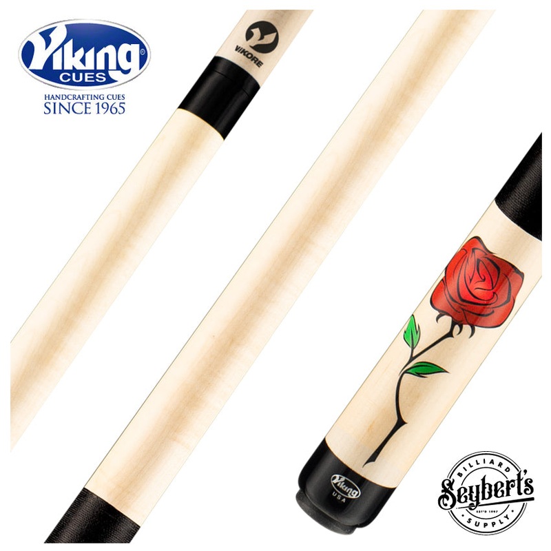 Viking De-Cues Series Natural Stained Northwood Maple with Wild Rose Graphic Play Cue - DE0300