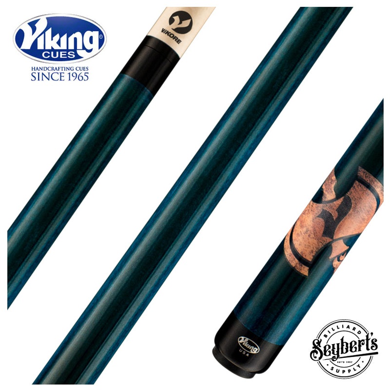 Viking De-Cues Series Teal Stained Northwood Maple with Axe Play Cue - DE0108