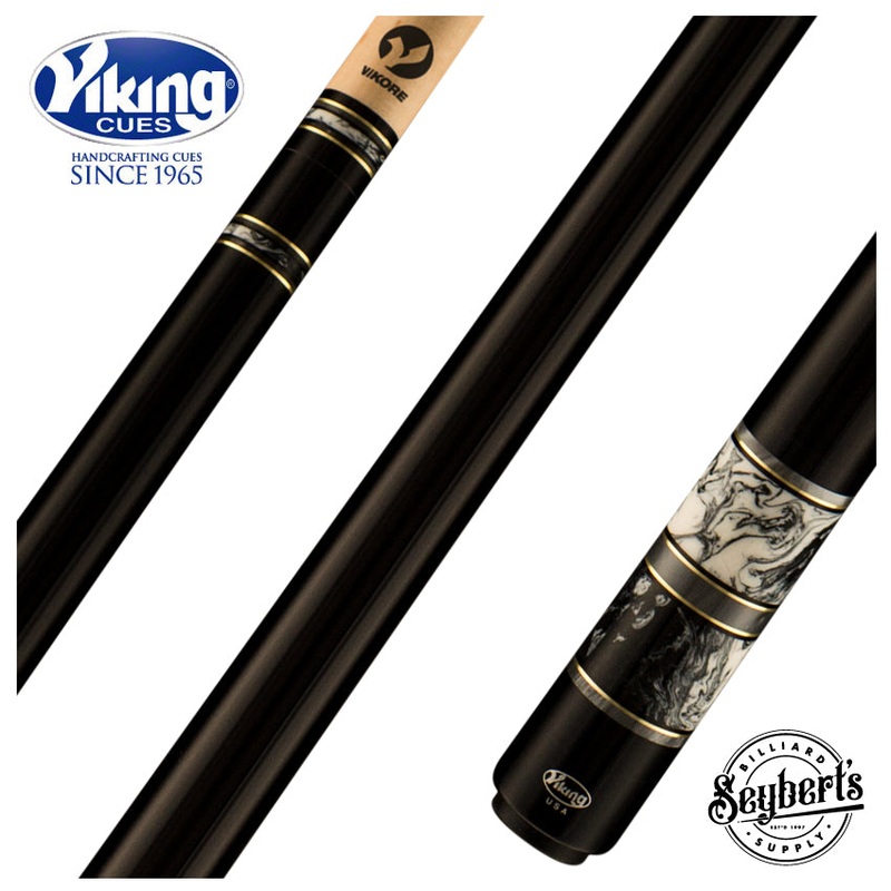 Viking Defender Series Midnight Black Stained Maple with Venetian Marble Premium Pearl Play Cue - DF0102