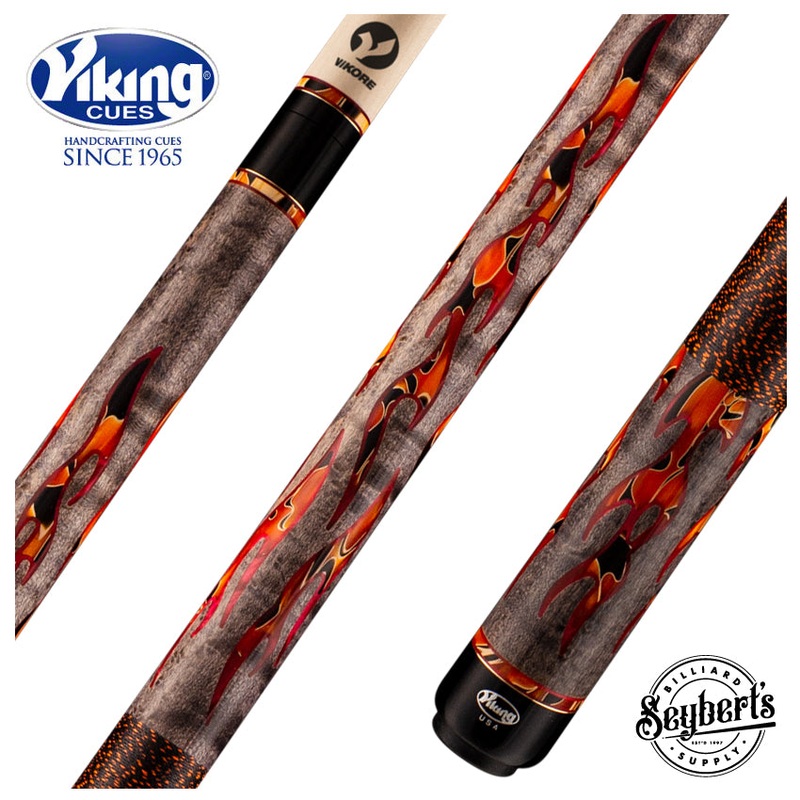 Viking Defender Series Smoke Stained Birdseye Maple with Raging Fury and Red Premium Pearl Inlays Play Cue - DF0411