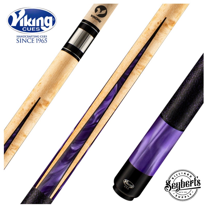 Viking Helix Series Khaki-Stained Birdseye Maple with 8 Black and Purple Premium Pearl Inlays Play Cue - HL0204