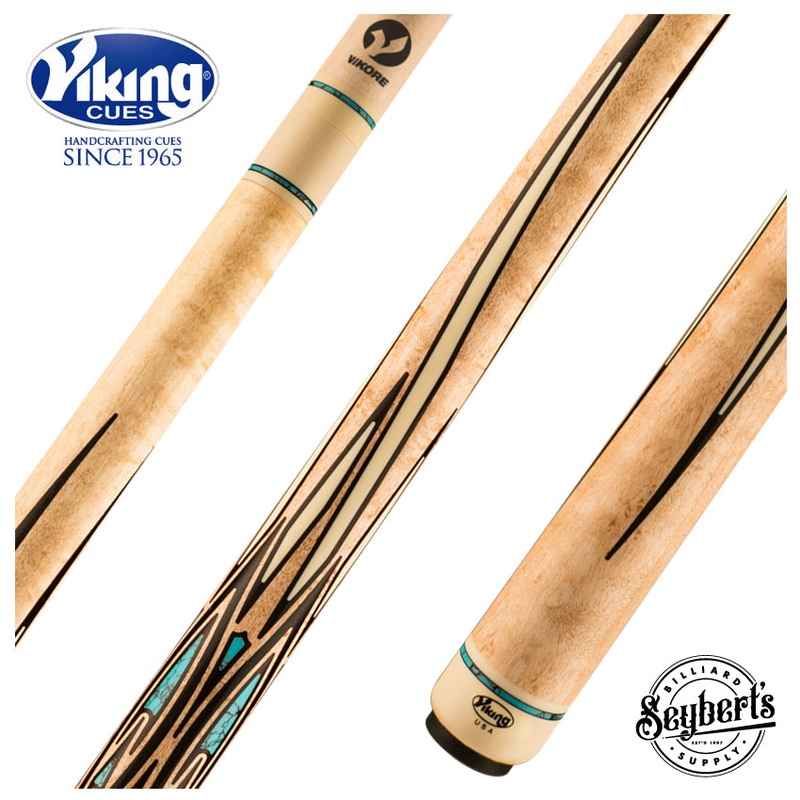 Viking Helix Series Khaki-Stained Birdseye Maple with 88 West African Ebony Inlays Play Cue - HL0604