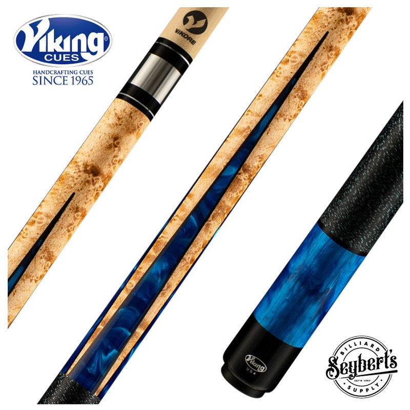 Viking Helix Series Khaki-Stained Birdseye Maple with Black and Blue Premium Pearl Play Cue - HL0304