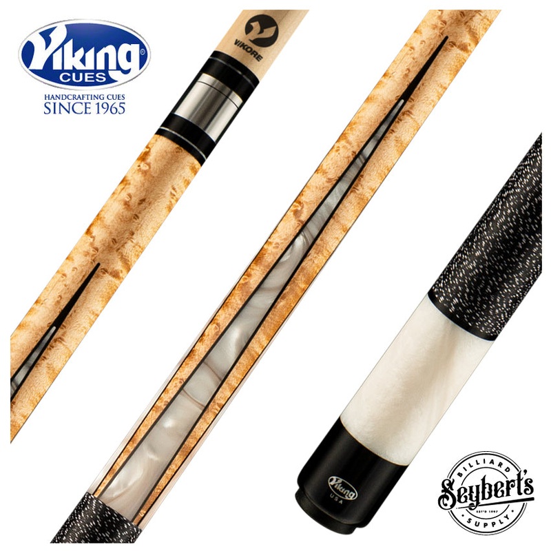 Viking Helix Series Khaki-Stained Birdseye Maple with White Premium Pearl Play Cue - HL0404