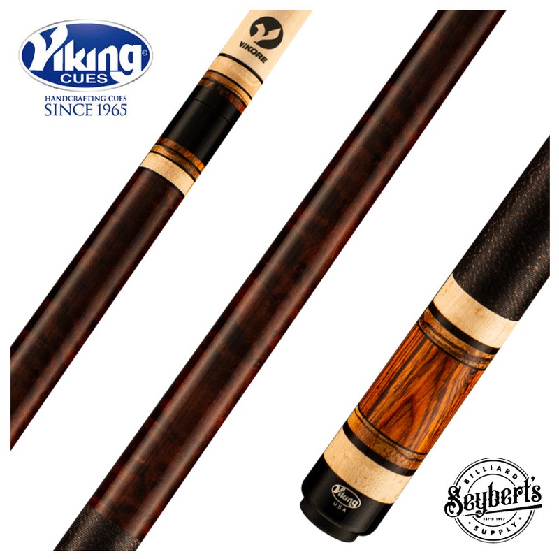 Viking Impero Series Coffee-Stained Maple with Cocobolo, Ebony, and Zebrawood Rings Play Cue - IM0105