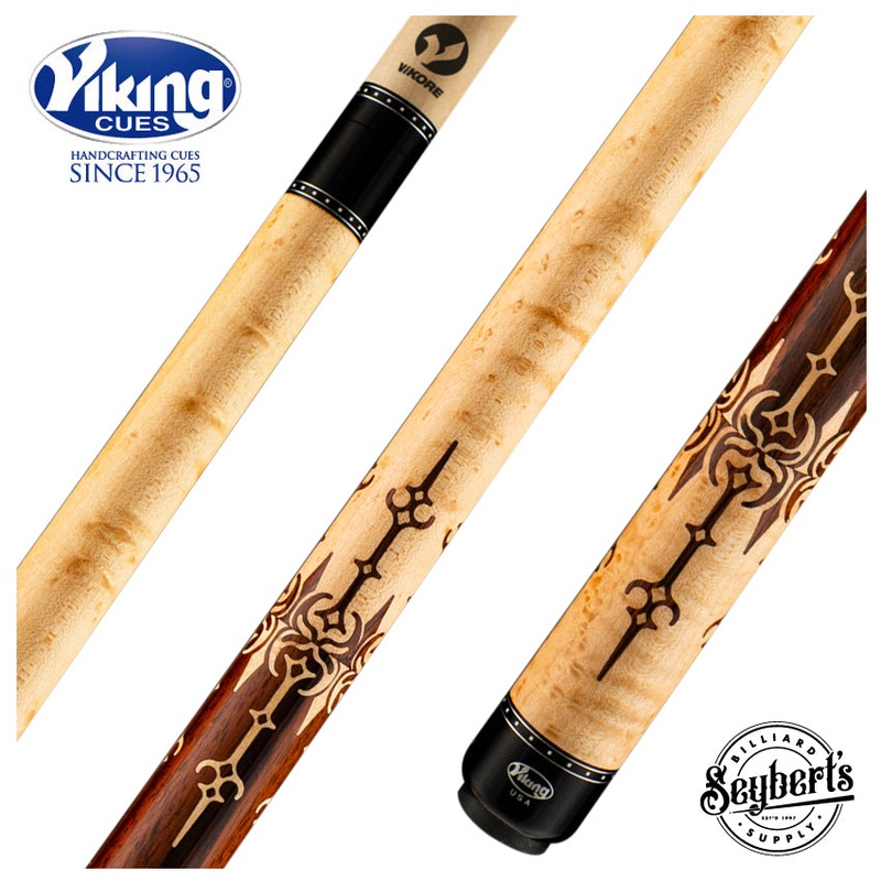 Viking Motore Series Khaki-Stained Birdseye Maple with East Indian Rosewood Inlays Play Cue - MT0604