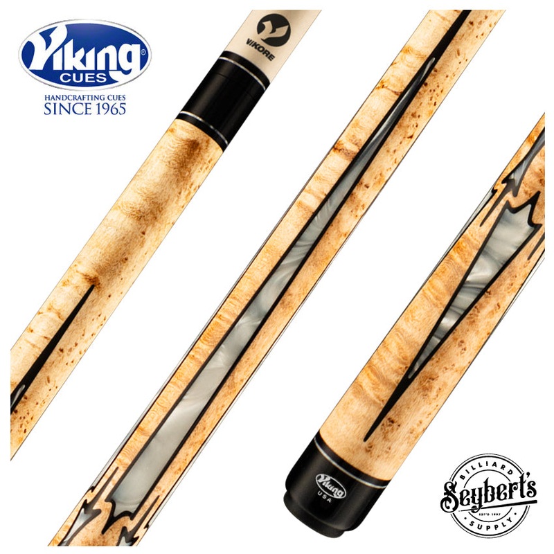 Viking Motore Series Play Cue Khaki-Stained Birdseye Maple with 40 Black and White Premium Pearl Inlays - MT0804