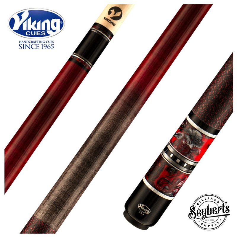 Viking Twilight Series Smoke and Crimson Faded Stained Curly Maple with Crimson Storm Premium Pearl Play Cue - TW0216