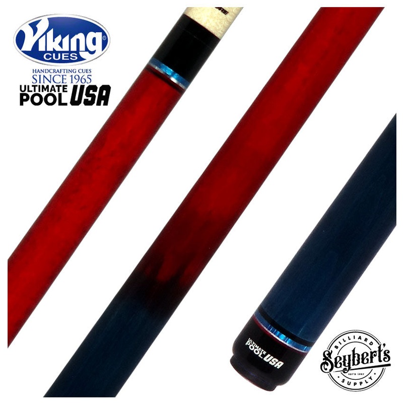Viking Ultimate Pool USA Range Series Crimson Red and Ocean Blue Faded Stain Wrapless Pool Cue