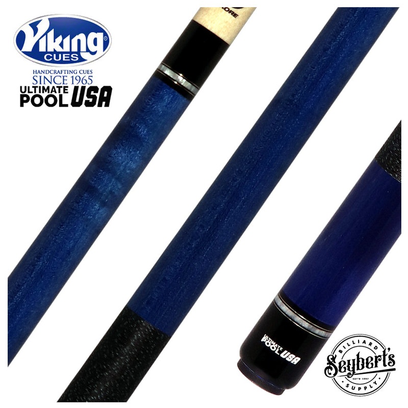 Viking Ultimate Pool USA Range Series Ocean Blue Stained Pool Cue with Black and Blue Linen Wrap