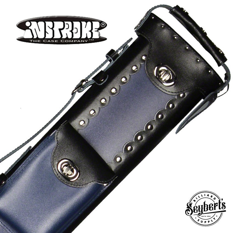 Instroke Geo Leather Black/Blue 2x3 Pool Cue Case - GEO2X3BBL