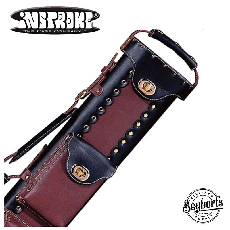 Instroke Leather Cowboy Black/Chestnut 2x3 Pool Cue Case - LC2X3BC