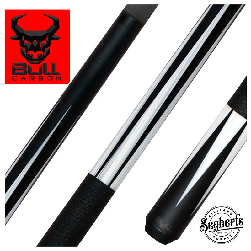 Bull Carbon Black and White Pool Cue with Bull Carbon Shaft - BCL11