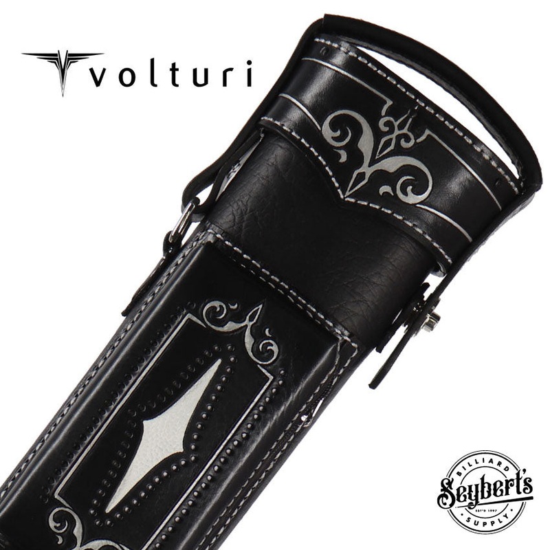 Volturi Custom Brogue Black 3x6 Hard Pool Cue Case - VCBS3x6BLKBLK