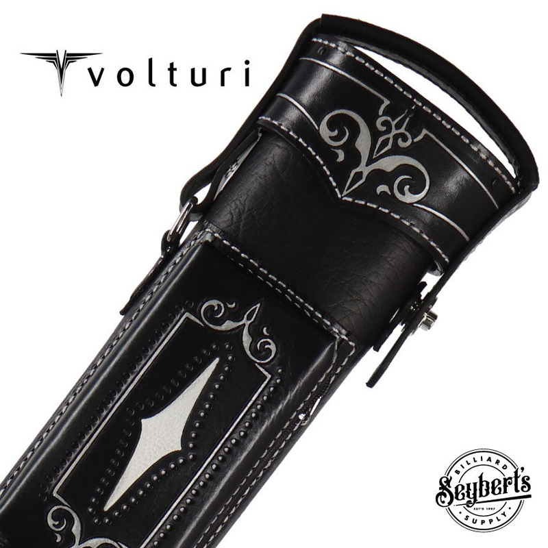 Volturi Custom Brogue Black 4x8 Hard Pool Cue Case - VCBS4X8BLKBLK