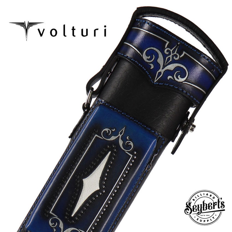 Volturi Custom Brogue Blue 2x4 Hard Pool Cue Case - VCBS2x4BLBLK