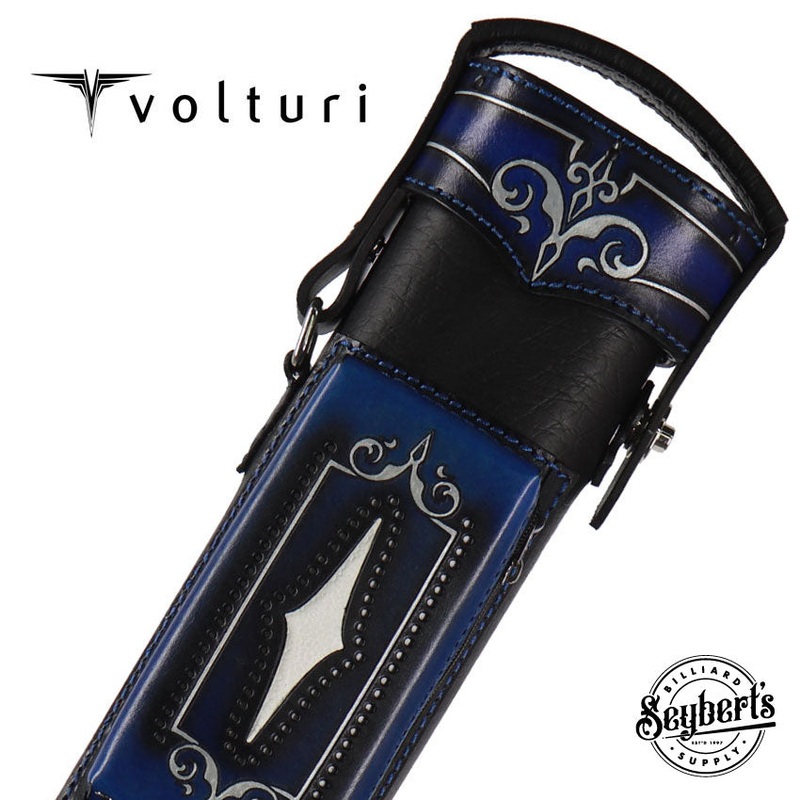 Volturi Custom Brogue Blue 4x8 Hard Pool Cue Case - VCBS4X8BLBLK