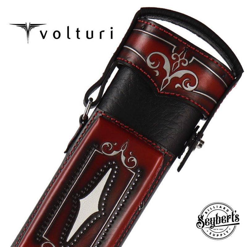 Volturi Custom Brogue Red 3x6 Hard Pool Cue Case - VCBS3X6REDBLK