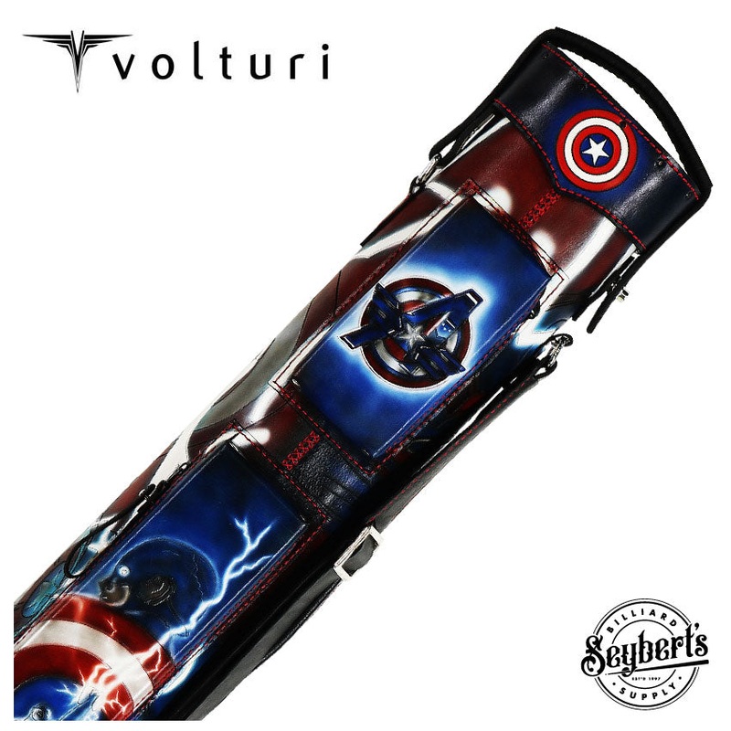Volturi Custom Captain America 4x8 Hard Pool Cue Case - VCCAPTAIN4x8