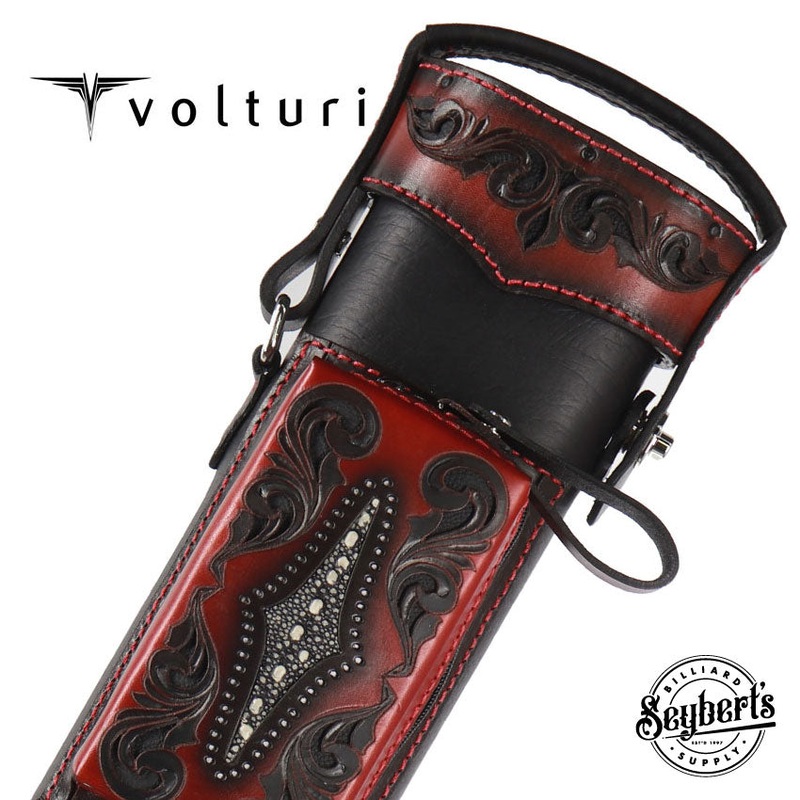 Volturi Custom Venice Black/Red 3x6 Hard Pool Cue Case - VCVS3x6BLKRED