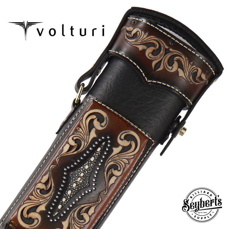 Volturi Custom Venice Black/Tan 3x6 Hard Pool Cue Case - VCVS3x6BLKTAN