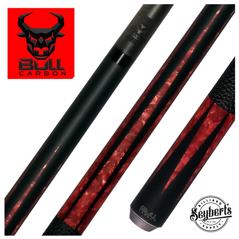 Bull Carbon Black and Red Pearl Pool Cue with Bull Carbon Shaft - BCL12