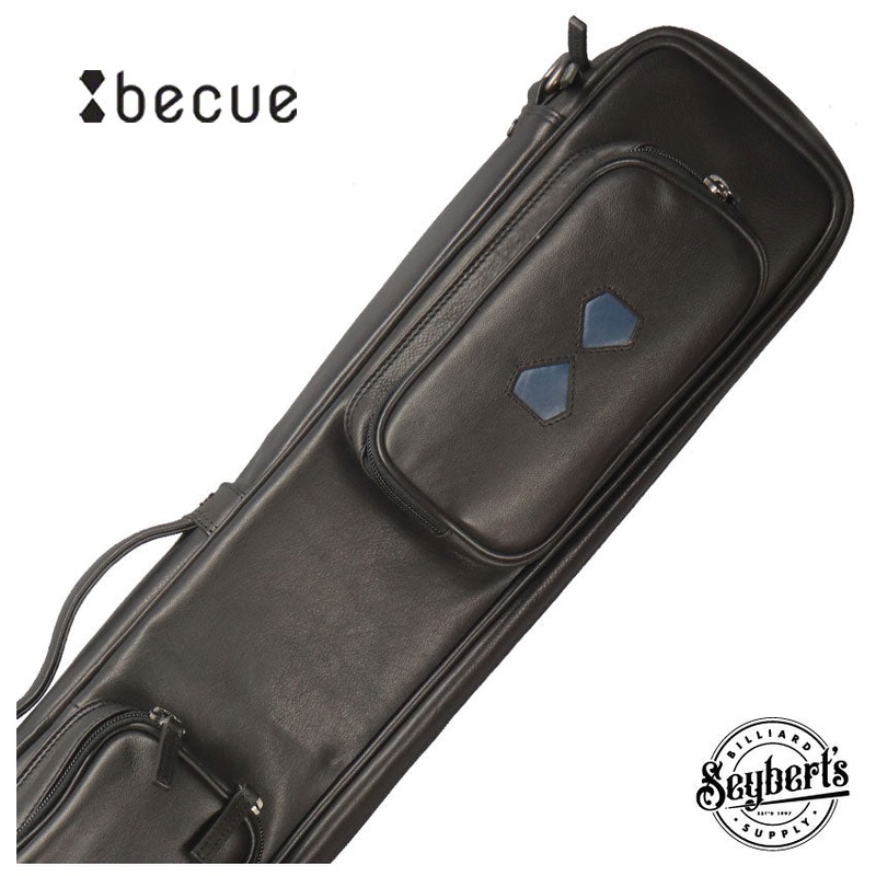 Becue Black with Navy 3x4 Leather Pool Cue Case - BC191NAVY