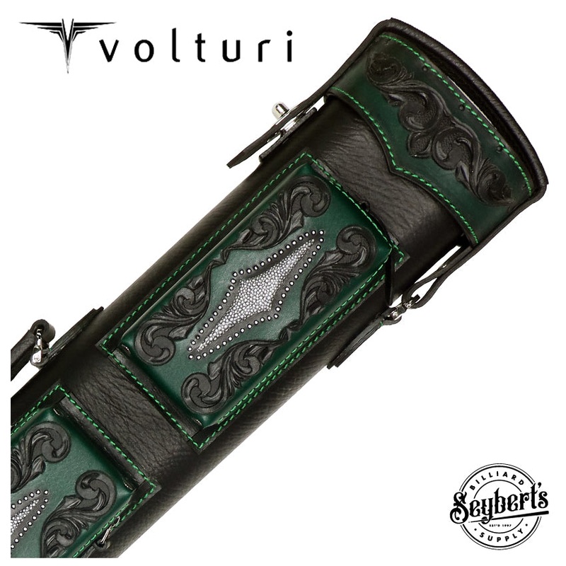 Volturi Custom Venice Style Black/Green 3x6 Hard Pool Cue Case