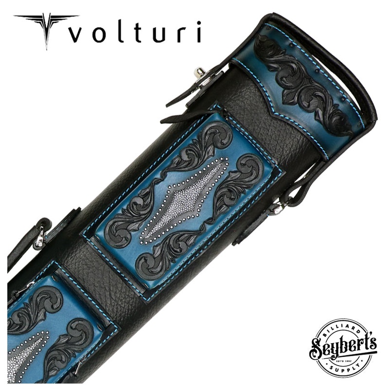 Volturi Custom Venice Style Black/Turquoise 3x6 Hard Pool Cue Case