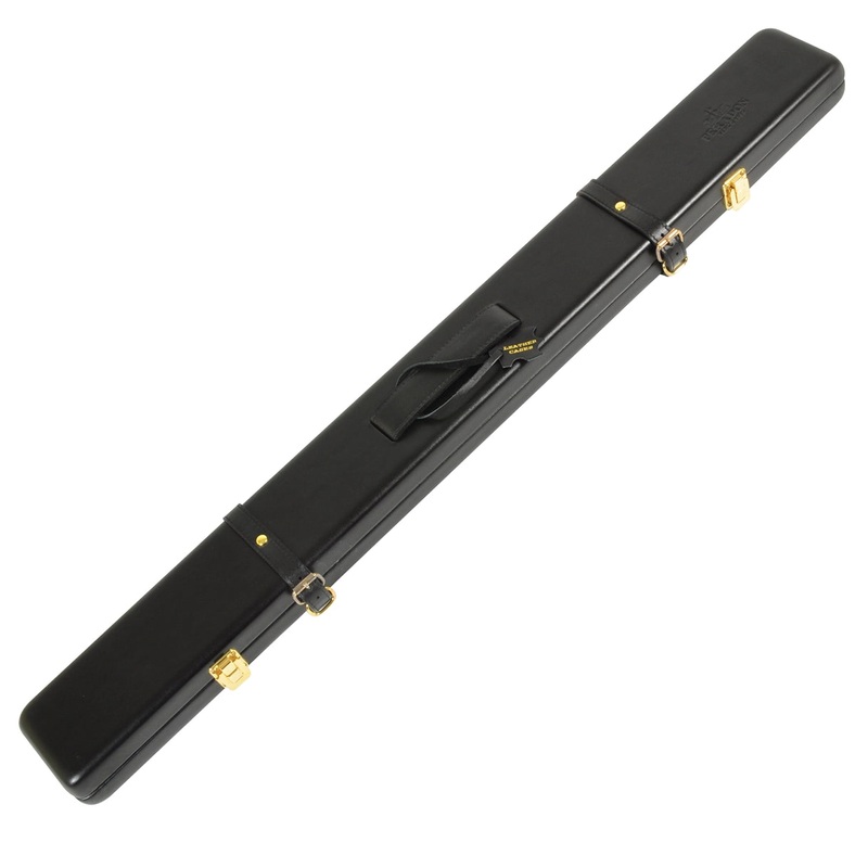 Peradon Black Leather Two Piece Cue Case