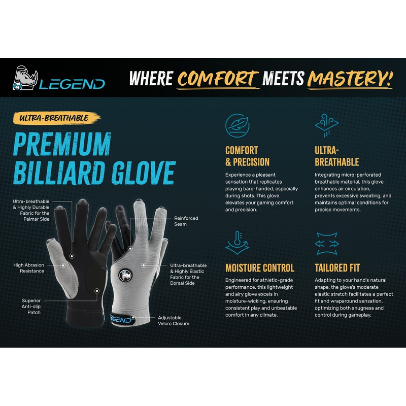 Legend Ultra-Breathable Premium Billiard Glove