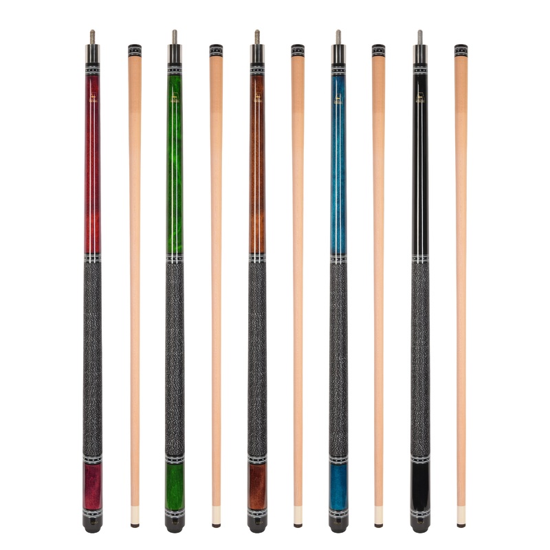 ASKA Set of 5 L9 Pool Cue Sticks 58", 2-Piece Construction, 5/16x18 Joint, Hard Rock Canadian Maple, 13mm Hard Glued On Tip, Mixed Weights and Colors, L9S5