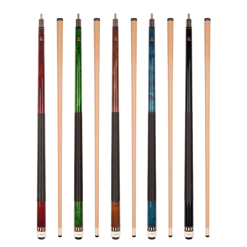 ASKA Set of 5 Pool Cue Sticks 58", 2-Piece Construction, 5/16x18 Joint, Hard Rock Canadian Maple, L25S5