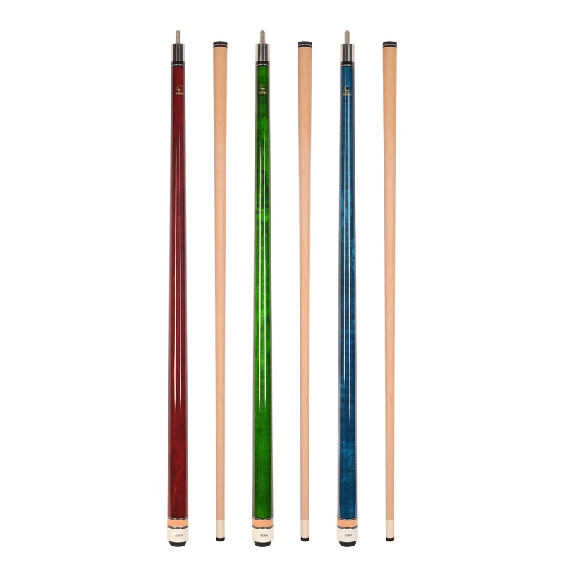 Set of 3 Aska L3 Pool Cue Sticks, 58", 13mm Tip, Hard Rock Canadian Maple Shaft, Wrapless, L3S3