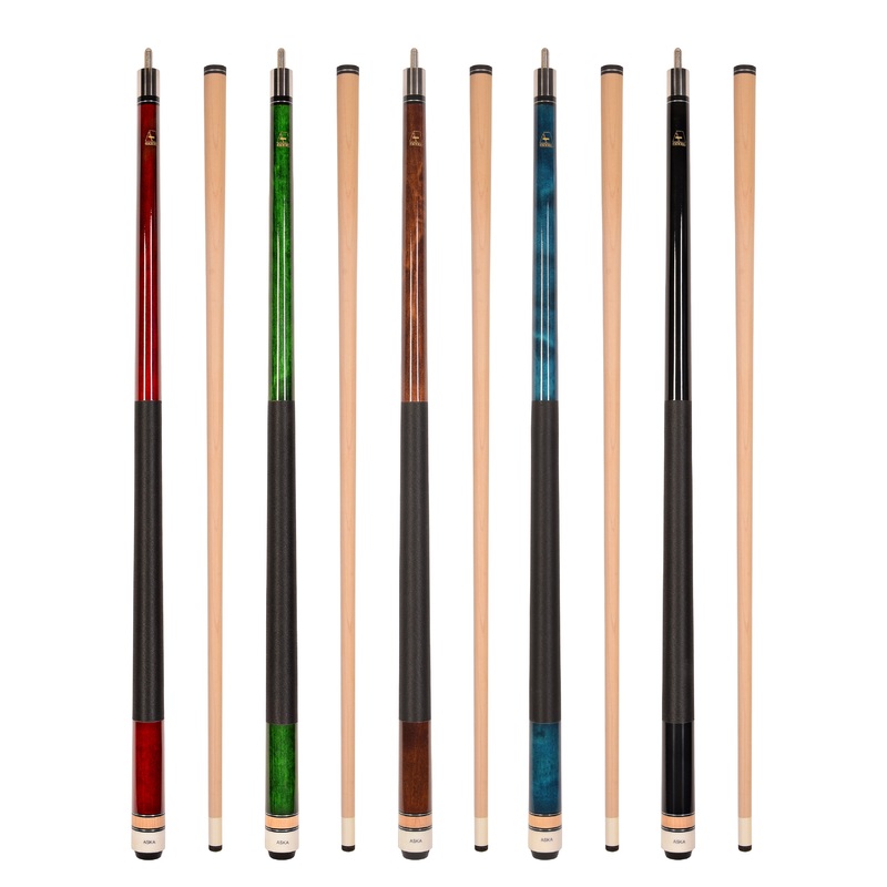 Set of 5 Aska L2 Billiard Pool Cues, 58" Hard Rock Canadian Maple, 13mm Hard Tip, Mixed Weights, L2S5