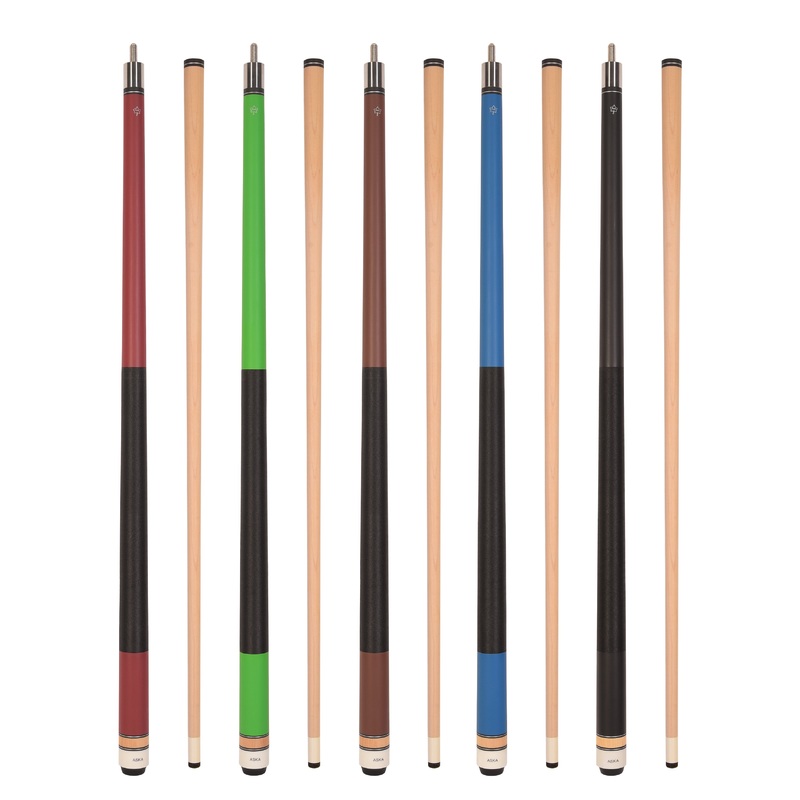 Set of 5 Aska Matte L2 Billiard Pool Cues, 58" Hard Rock Canadian Maple, 13mm Hard Tip, Mixed Weights, L2S5M