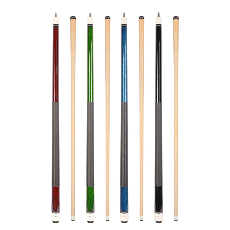 ASKA Set of 4 Pool Cue Sticks 58", 2-Piece Construction, 5/16x18 Joint, Hard Rock Canadian Maple,  L1S4