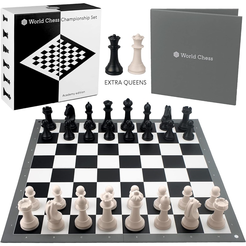 Championship Set Full Official Tournament Extra Queens Unique Sets for Kids and Adults Board Game Weighted Pieces (Extra Queens) for 2 players