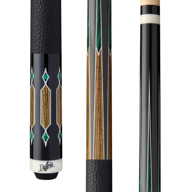 Dufferin Malachite Crown Cue with Embossed Leather Wrap (D-502)