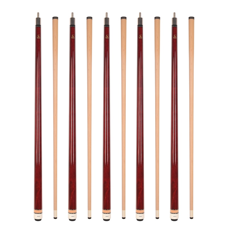 LOT of 20 Aska L3 Red Pool Cue Sticks, 58", 13mm Tip, Hard Rock Canadian Maple Shaft, Wrapless, L3S20RD