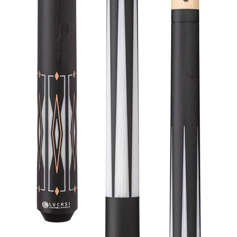 Lucasi Hybrid Matte Charcoal/Imitation Bone & Rose Gold Inlays Cue wit (LHF71)