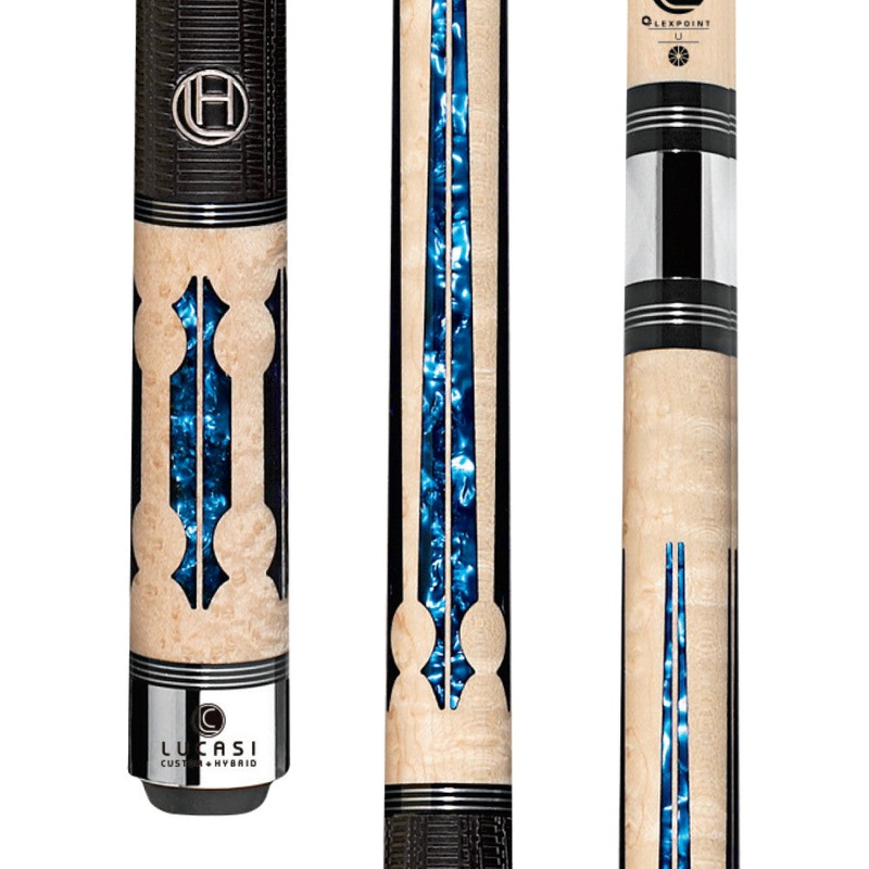 Lucasi Hybrid Natural Birdseye Maple & Blue Crush Cue with Sport G5 Grip (LHC97)
