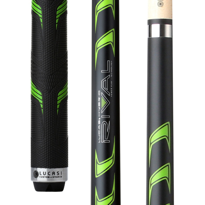 Lucasi Hybrid Rival Black & Metallic Green Matte Finish Cue with Rival (LHRV24)