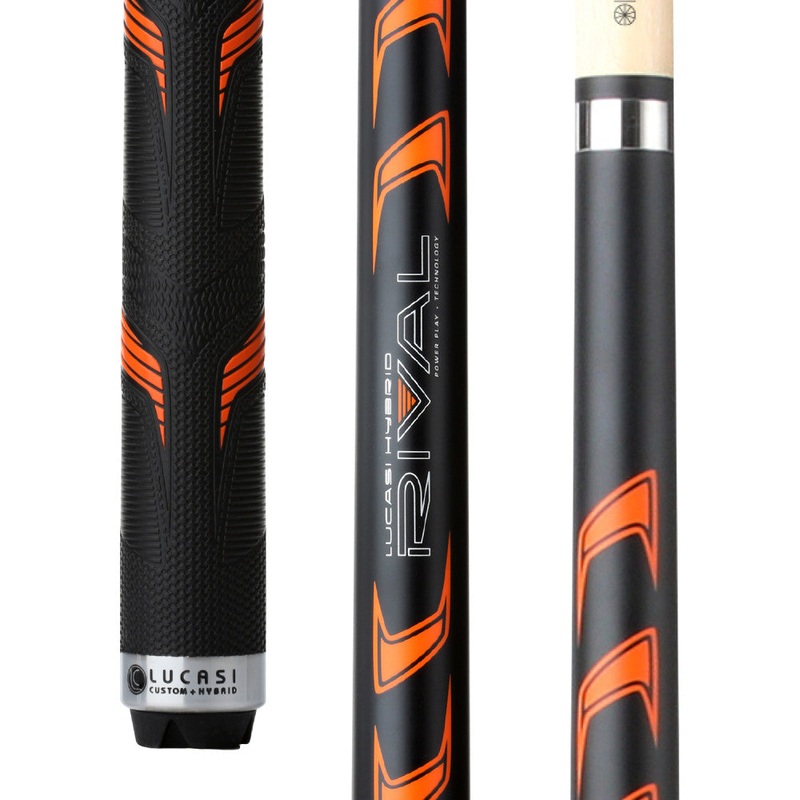 Lucasi Hybrid Rival Black & Metallic Orange Matte Finish Cue with Riva (LHRV25)